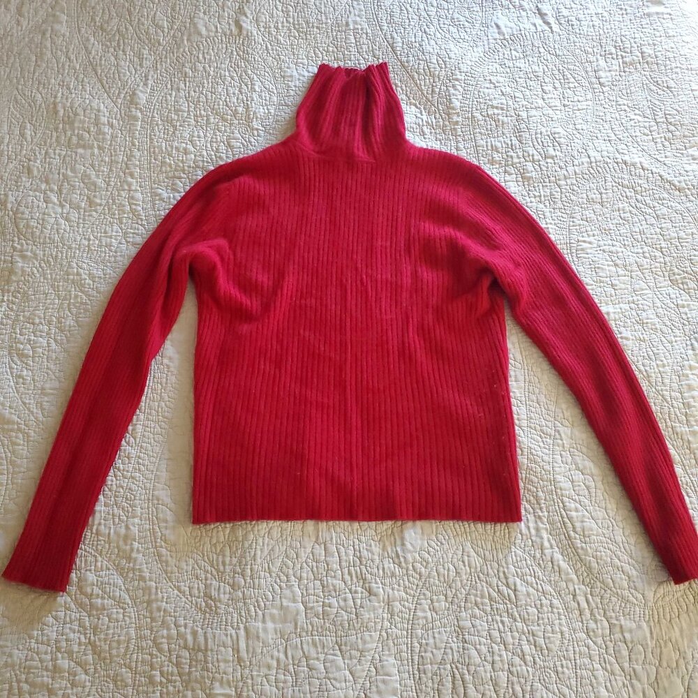 Bright Red Cashmere Turtleneck Sweater